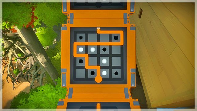 Czwarty most, dwunasta łamigłówka - Rozwiązania zagadek - pomarańczowe 1 | Domki na drzewach - The Witness - poradnik do gry