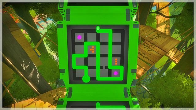 Piąty most, druga łamigłówka - Rozwiązania zagadek - zielone | Domki na drzewach - The Witness - poradnik do gry