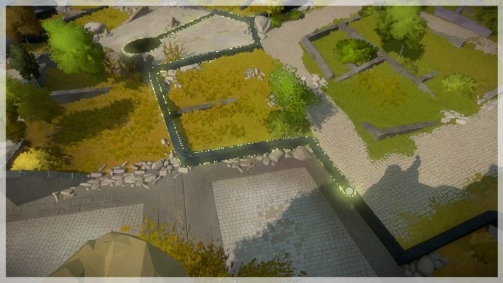 Ten sam punkt startowy stanowi wyjście do rozwiązania zagadki z innej perspektywy, czyli wieży w ruinach kościoła - Miasteczko - Sekrety i znajdźki - The Witness - poradnik do gry