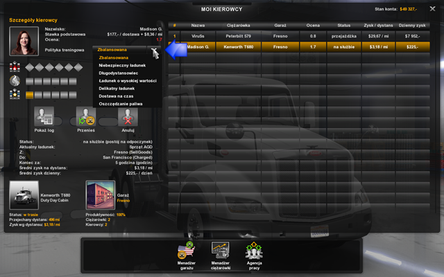 W menadżerze kierowcy samemu warto zarządzać rozwojem swoich kierowców - Rozwój pracowników w American Truck Simulator | Pracownicy - American Truck Simulator - poradnik do gry