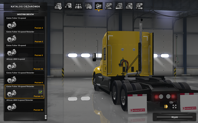 Skrzynie biegów zależą od wybranego silnika - Naprawa i modyfikacje ciężarówki | Przemierzanie Stanów ciężarówką - American Truck Simulator - poradnik do gry