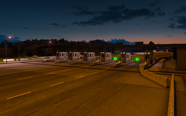 Przed wjazdem do niektórych miast np - Bramki, zatory, korki i wagi w American Truck Simulator | Świat gry - American Truck Simulator - poradnik do gry