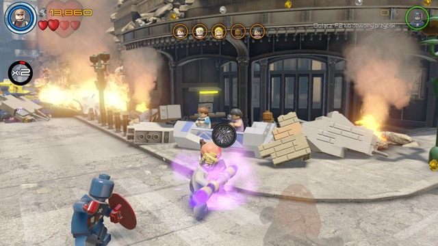 W trakcie bitwy na ziemi, twoim zadaniem będzie uratowanie kilku cywilów - Mściciele do boju | Opis przejścia | LEGO Marvels Avengers - LEGO Marvels Avengers - poradnik do gry
