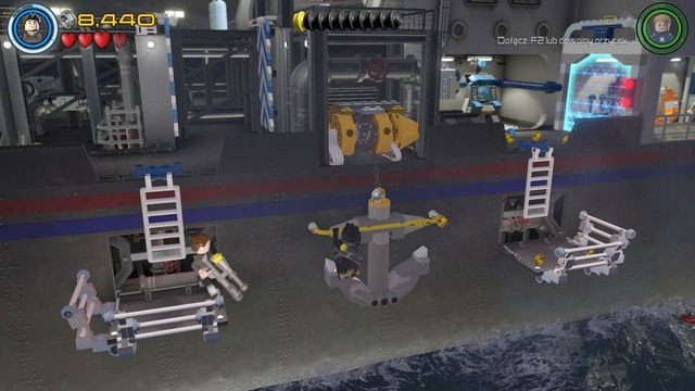 eby dostać się na drugą stronę użyj żółtego drążka wiszącego na kotwicy - Wizja do rewizji | Opis przejścia | LEGO Marvels Avengers - LEGO Marvels Avengers - poradnik do gry