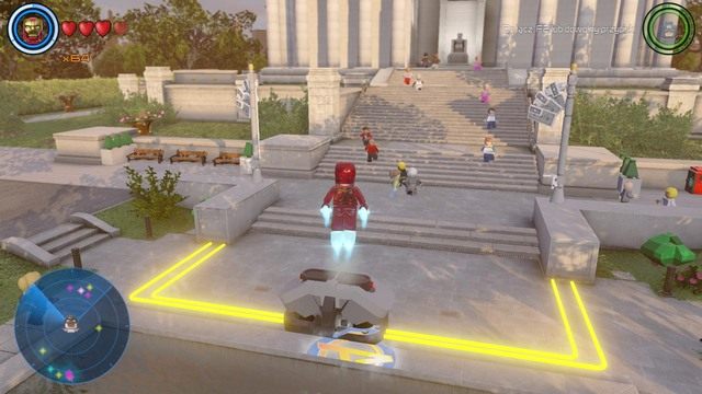 Przed mauzoleum znajdziesz pojemnik, który zawiera żeton postaci - Postacie | Waszyngton - sekrety | LEGO Marvels Avengers - LEGO Marvels Avengers - poradnik do gry