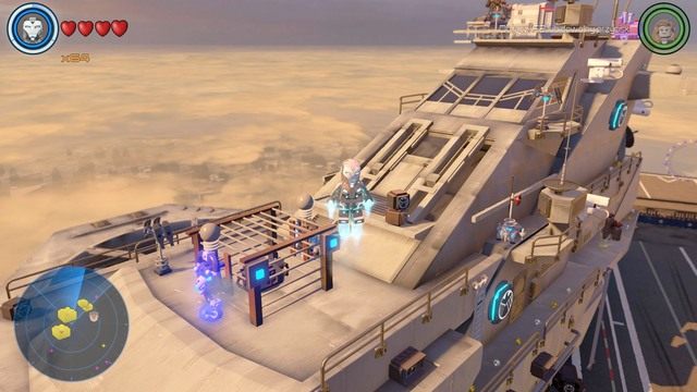 Wyląduj na górze i jako Iron Man napraw zepsuty generator po lewej stronie - Złote klocki | Helicarrier S.H.I.E.L.D. - sekrety | LEGO Marvels Avengers - LEGO Marvels Avengers - poradnik do gry