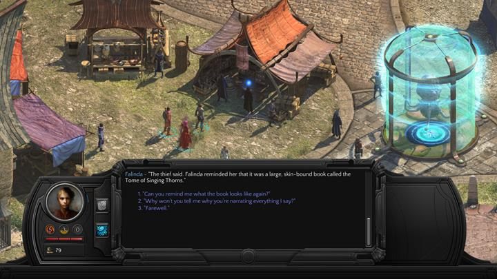 By odblokować to zadanie, trzeba będzie porozmawiać z Falindą, sprzedawczynią książek - Pożyczone i zgubione - zadanie poboczne (Borrowed and Lost) - Torment: Tides of Numenera - poradnik do gry