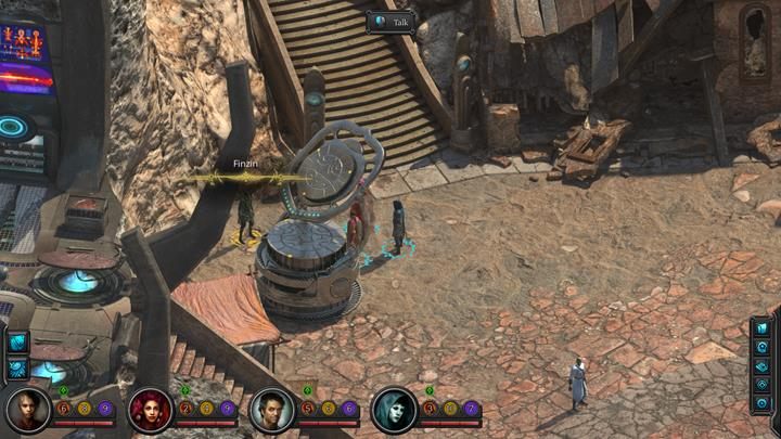 Finzin znajduje się w rogu placu. - Niedoskonałe symulakrum (Flawed Simulacrum) - poboczne zadanie - Torment: Tides of Numenera - poradnik do gry
