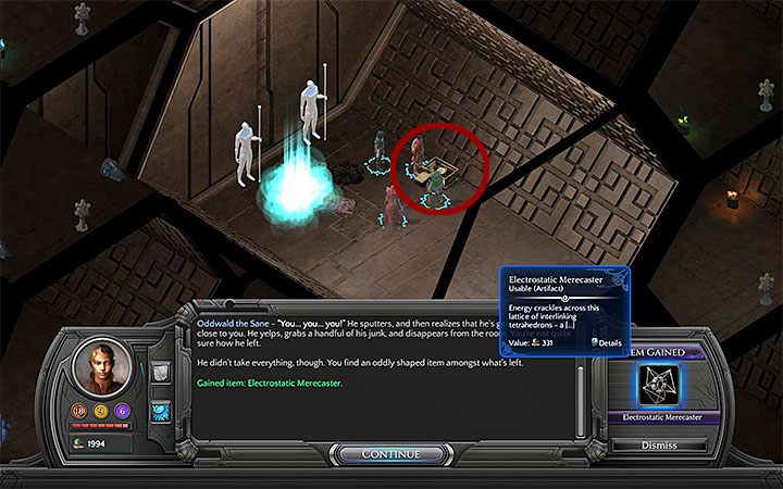 Elektrostatyczny retrospektor (Electrostatic Merecaster) jest w Grobowcu Oddwalda w Nekropolii odwiedzanym w ramach pobocznego zadania Odcięte dziecko - Lista retrospektorów (merecasters) | Torment Tides of Numenera - Torment: Tides of Numenera - poradnik do gry