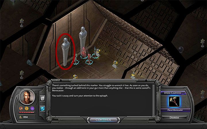 Kwiatowy retrospektor (Floral Merecaster) jest w opcjonalnym grobowcu w Nekropolii - Lista retrospektorów (merecasters) | Torment Tides of Numenera - Torment: Tides of Numenera - poradnik do gry