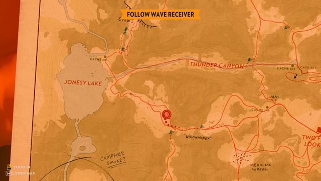Punkt docelowy znajduje się na zachód od wieży, idź w stronę jeziora - Dzień 79 - Opis przejścia - Firewatch - poradnik do gry