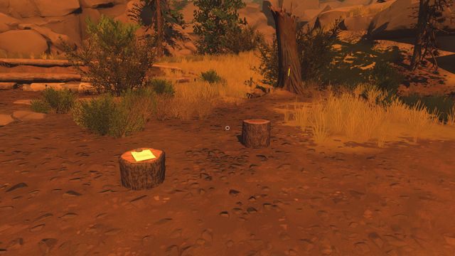Druga notatka leży na pniu, w miejscu, gdzie znajdziesz wbity w drzewo topór - Notatki - Sekrety - Firewatch - poradnik do gry