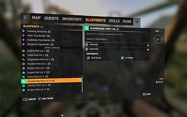 Możesz użyć zdobytych planów żeby wyprodukować lepsze części - Naprawianie i ulepszanie pojazdu | Pojazd buggy | Dying Light The Following - Dying Light: The Following - poradnik do gry
