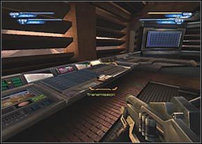 Wracaj windą na dół i udaj się korytarzem na wprost drzwi - czyli tam, gdzie jest wieżyczka - Secret Izanagi Facility | Sulferon | Unreal II The Awakening - Unreal II: The Awakening - poradnik do gry