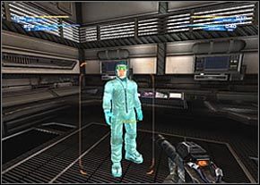 Zabierz naboje oraz dwa słupy pola siłowego z pomieszczenia kontrolnego i udaj się na zewnątrz - Polaris Geologics Research - Rooftop | Janus | Unreal II The Awakening - Unreal II: The Awakening - poradnik do gry