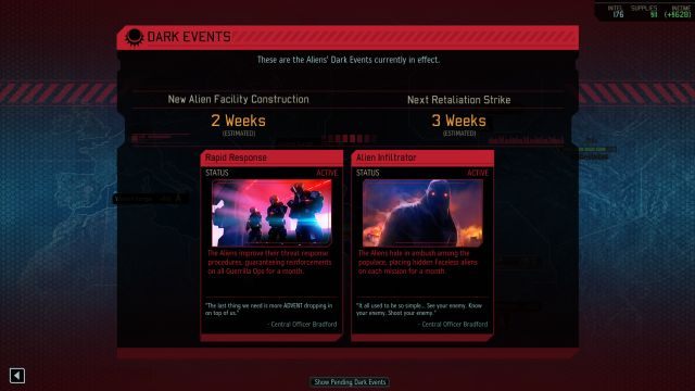 Listę aktywnych wydarzeń sprawdzić możesz z kolei klikając na nie pod listą zadań. - Dark Events | Kluczowe mechanizmy rozgrywki | XCOM 2 - XCOM 2 - poradnik do gry