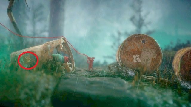 Guzik zbierzesz po wyciągnięciu ze środka butelki - Poziom 6 - Down in a Hole | Sekrety w Unravel - guziki - Unravel - poradnik do gry