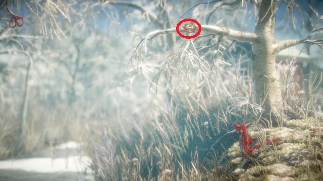 Kolejny guzik na gałęzi, trudno go przeoczyć - Poziom 8 - The Letter | Sekrety w Unravel - guziki - Unravel - poradnik do gry