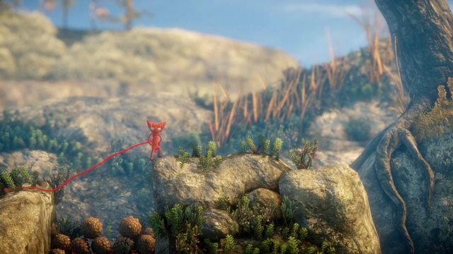 Wrzuć szyszki do rowu, by móc go przekroczyć - Poziom 2 - The Sea | Opis przejścia Unravel - Unravel - poradnik do gry