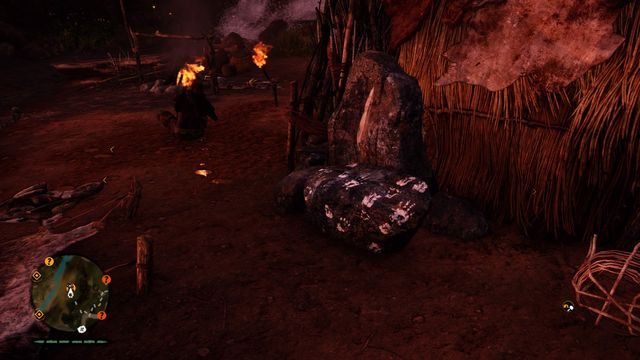 Rozbudowy dokonasz przy kamiennej tabliczce, znajdującej się przed każdą chatą. - Rozbudowa wioski | Podstawy | Far Cry Primal - Far Cry Primal - poradnik do gry