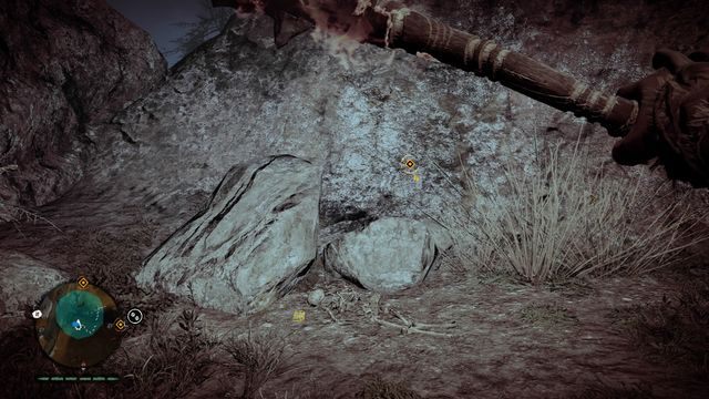 Bransoleta znajduje się przy skałach, w pobliżu szkieletu - Manele Łindźa | Centralne Oros | Far Cry Primal - Far Cry Primal - poradnik do gry