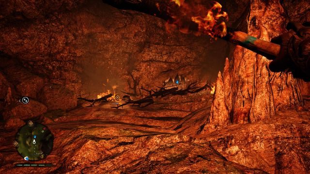Po wejściu do jaskini odbij w lewo, a następnie w jej głąb - rysunek znajduje się za roślinami, które spal - Rysunki naskalne | Południowe Oros | Far Cry Primal - Far Cry Primal - poradnik do gry