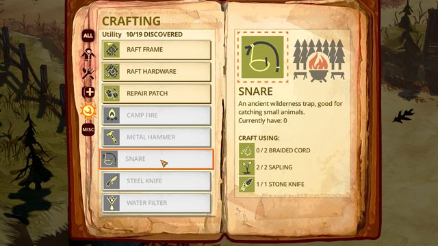 Sidła nie należą do przyrządów wyjątkowo surowcożernych, dlatego warto zawsze mieć je przy sobie. - Jak zbudować pułapkę na króliki? | Crafting | The Flame in the Flood - The Flame in the Flood - poradnik do gry