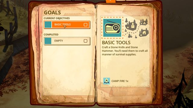 W zakładce Cele znajdziesz informacje o zadaniach, jakie możesz wypełnić, by otrzymać widoczną na dole nagrodę - Interfejs | Podstawowe informacje | The Flame in the Flood - The Flame in the Flood - poradnik do gry