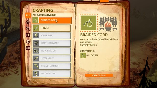 Z poziomu zakładki Rzemiosło możesz konstruować przedmioty różnego przeznaczenia - Interfejs | Podstawowe informacje | The Flame in the Flood - The Flame in the Flood - poradnik do gry