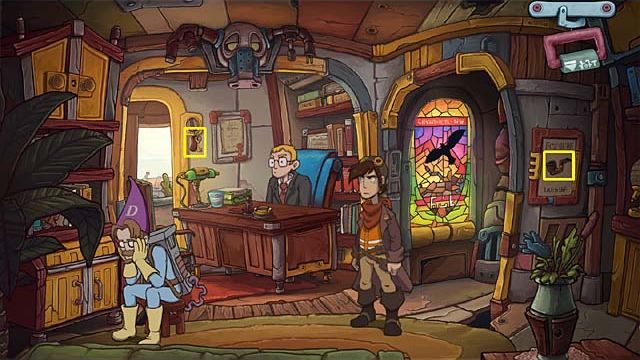 Z ramki po prawej zabierz fajkę - Wydój kozę | Rozdział piąty Deponia Doomsday - Deponia Doomsday - poradnik do gry