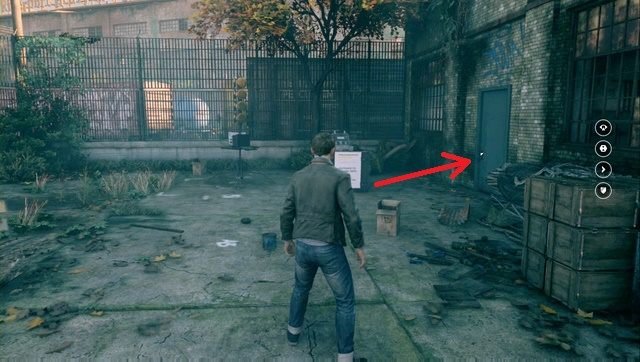 Za drzwiami małego budynku znajdziesz przycisk kontrolujący bramę - Akt II - Industrial Area | Opis przejścia w Quantum Break - Quantum Break - poradnik do gry