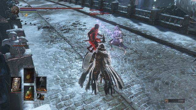 Gdy Sirris jest zajęta walką bezkarnie atakuj w plecy przeciwnika. - Irithyll w Mroźnej Dolinie | Opis przejścia Dark Souls 3 - Dark Souls III - opis przejścia i sekrety