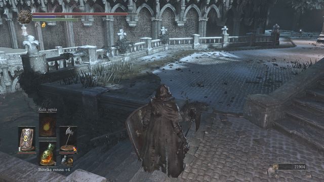 Pierwszy mur z prawej strony, pod schodami, jest iluzoryczny. - Irithyll w Mroźnej Dolinie - od Kościoła Yorshki | Opis przejścia Dark Souls 3 - Dark Souls III - opis przejścia i sekrety