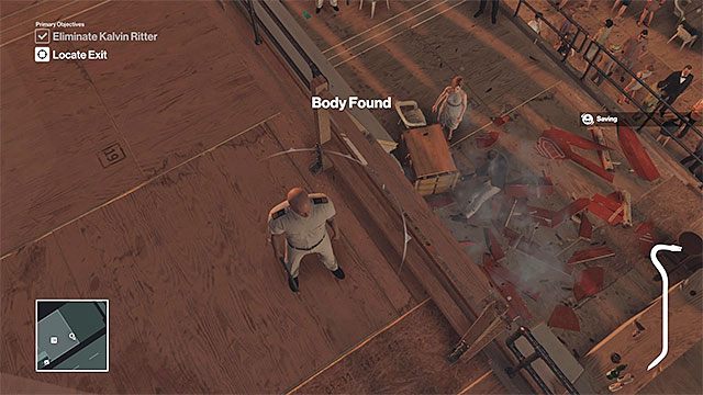 Zaczekaj aż Ritter ustawi się dokładnie pod tratwą - Zamordowanie Rittera | Swobodny trening | Solucja Hitman - Hitman - poradnik do gry