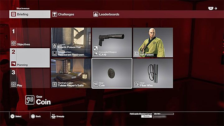 Opcja zabrania ze sobą wyposażenia staje się dostępna dopiero na 20 poziomie mistrzostwa Hokkaido - Hokkaido - Situs Inversus - Mapa lokacji | Solucja Hitman - Hitman - poradnik do gry