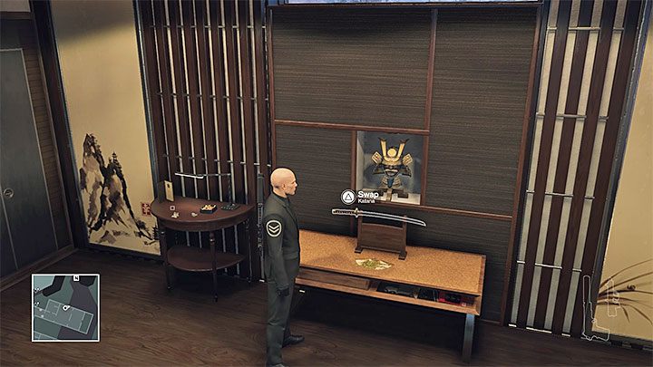 Jedna z katan jest na stojaku w apartamencie Yuki - Ważne przedmioty | Hokkaido - Situs Inversus | Solucja Hitman - Hitman - poradnik do gry