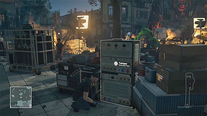 Sabotuj generatory, by przerwać prace na planie filmowym - Hitman: Zamordowanie Dino Bosco, Sapienza - Ikona | Solucja - Hitman - poradnik do gry