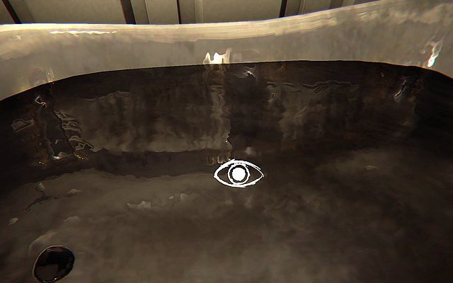 Trzykrotnie zanurz głowę w wodzie - potem kliknij na słoik z okiem - Krok 6 - Świadek | Opis przejścia Layers of Fear - Layers of Fear - poradnik do gry