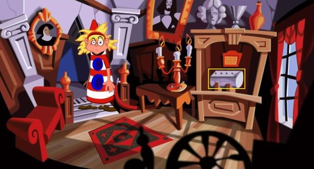 Przebrany za mackę możesz bezpiecznie przejść obok strażnika i udać się po schodach na piętro - Pozyskaj składniki do produkcji super-baterii | Opis przejścia - Day of the Tentacle: Remastered - poradnik do gry