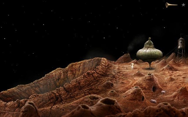 Wejdź na schodki prowadzące do windy - Uwolnij Księżyc | Planeta Wulkanów Samorost 3 - Samorost 3 - poradnik do gry