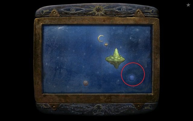 Po zabraniu kamienia przenieś się statkiem na niebieski księżyc widoczny na obrazku - Wróć do domu | Epilog Samorost 3 - Samorost 3 - poradnik do gry