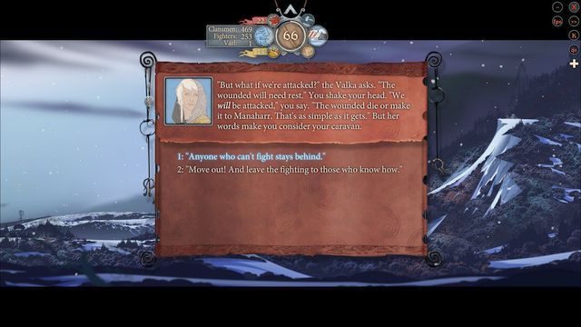 Zaraz po opuszczeniu wioski Einartoft będziesz musiał podjąć decyzję odnośnie karawany - Droga do Old Ford | Rozdział 13 | The Banner Saga 2 - The Banner Saga 2 - poradnik do gry