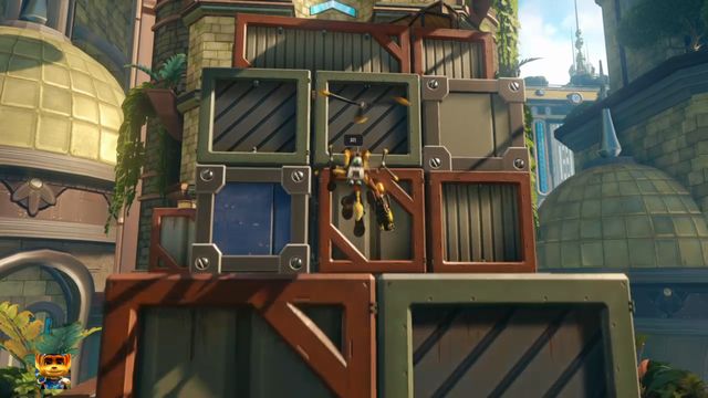 By dostać się na pudła musisz skorzystaj z nowo nabytego gadżetu. - Ratchet & Clank: Planeta Kerwan - solucja, opis przejścia, wszystkie zadania - Ratchet & Clank - poradnik do gry