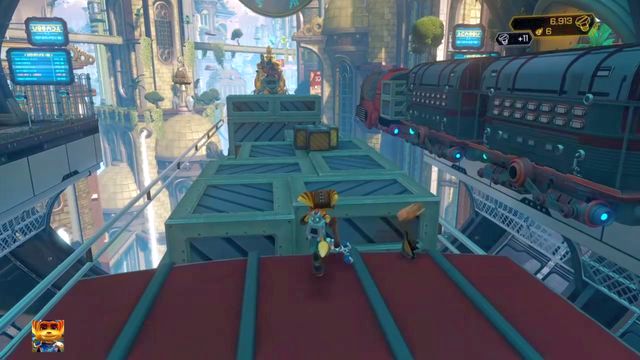 Patrz pod nogi - jeśli spadniesz, trzeba będzie iść od początku pociągu. - Ratchet & Clank: Planeta Kerwan - solucja, opis przejścia, wszystkie zadania - Ratchet & Clank - poradnik do gry