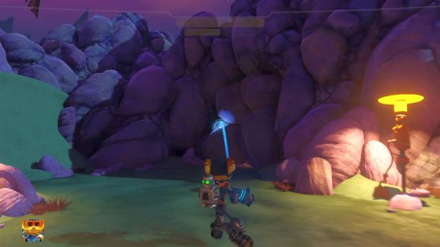 Ściana skrywająca wejście do komnaty ze Złotą Śrubką. - Ratchet & Clank: Planeta Aridia - solucja, opis przejścia, wszystkie zadania - Ratchet & Clank - poradnik do gry