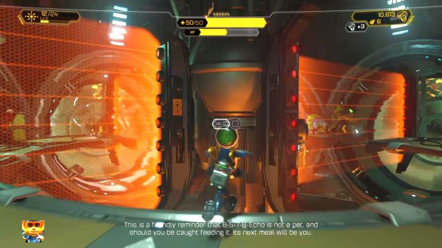 Rzucaj Omnikluczem, by zdejmować kolejne bariery. - Ratchet & Clank: Planeta Nebula G34 - solucja, opis przejścia, wszystkie zadania - Ratchet & Clank - poradnik do gry