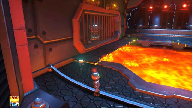Druga kładka nad lawą, tuż przy oknie z cewką. - Ratchet & Clank: Planeta Quartu - solucja, opis przejścia, wszystkie zadania - Ratchet & Clank - poradnik do gry