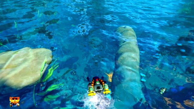 Widoczna pod wodą Złota Śrubka. - Ratchet & Clank: Planeta Pokitaru - solucja, opis przejścia, wszystkie zadania - Ratchet & Clank - poradnik do gry