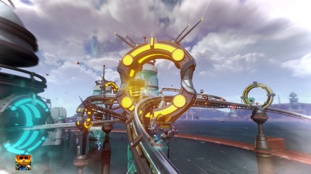 A tu Złota Śrubka na szynach. - Ratchet & Clank: Planeta Kalebo 3 - solucja, opis przejścia, wszystkie zadania - Ratchet & Clank - poradnik do gry