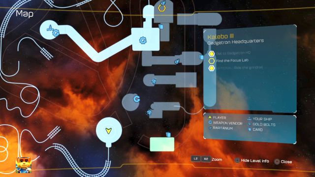Po zebraniu Mapotronu na mapie pojawią się wszystkie skarby. - Ratchet & Clank: Planeta Kalebo 3 - solucja, opis przejścia, wszystkie zadania - Ratchet & Clank - poradnik do gry